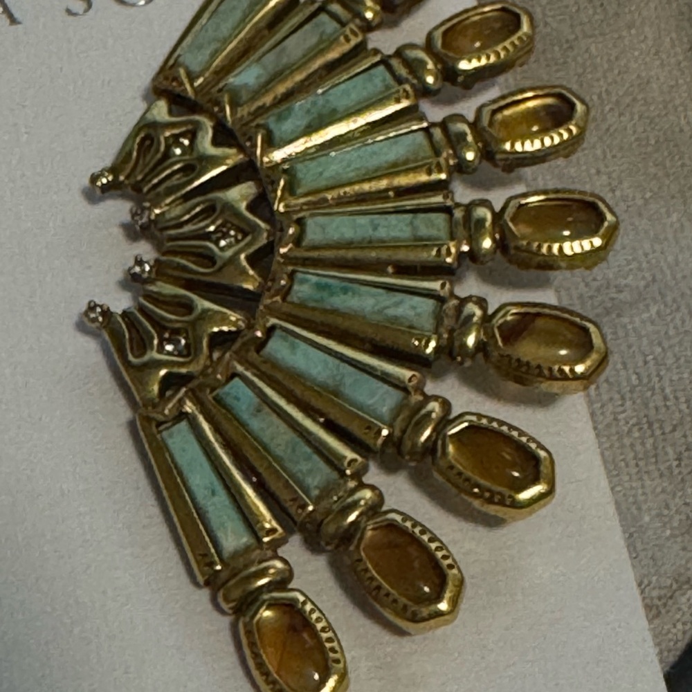 NEW Kendra Scott Catherine Vintage Gold Statement Earrings Multi Mix NWT - Picture 7 of 10
